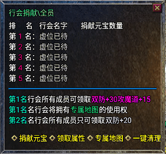 行会捐献Npc脚本(成员得属性+进专属地图)