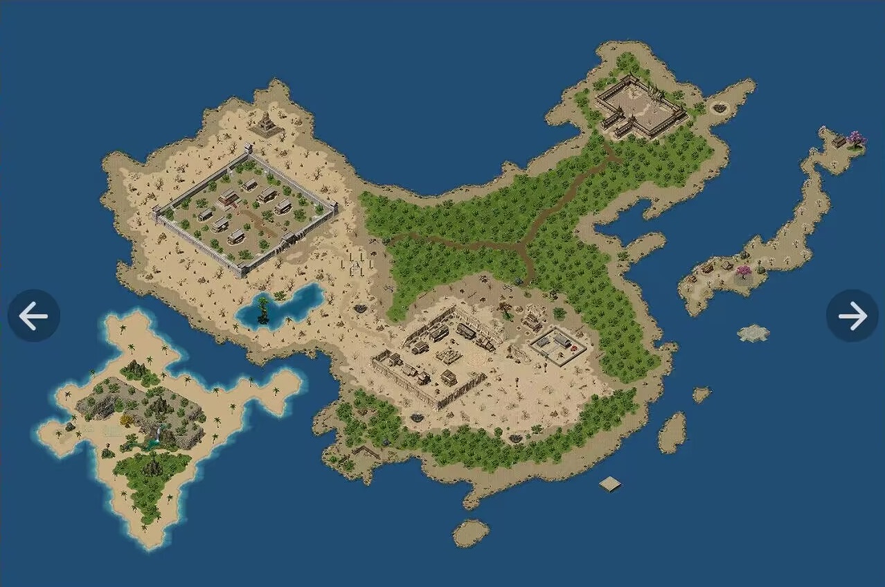 雄鸡地图/中国/印度/日本三国端游地图素材